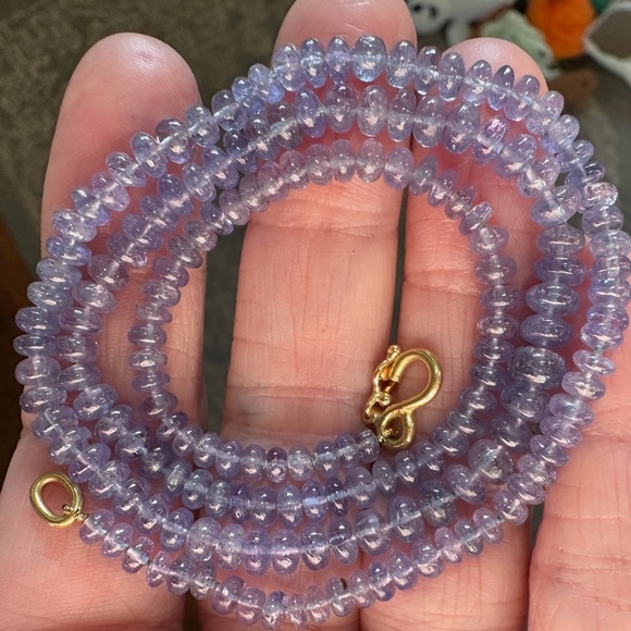 Designer REINSTEIN ROSS 20K - 22K Yellow Gold Smooth Tanzanite Gemstone Necklace - Picture 9 of 12